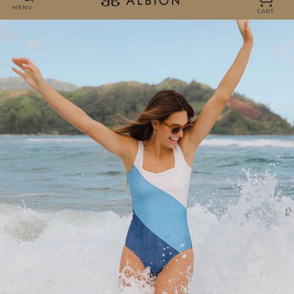 Albion Fit THE MARGOT ONE-PIECE, Pipeline Sky.  Size Medium.